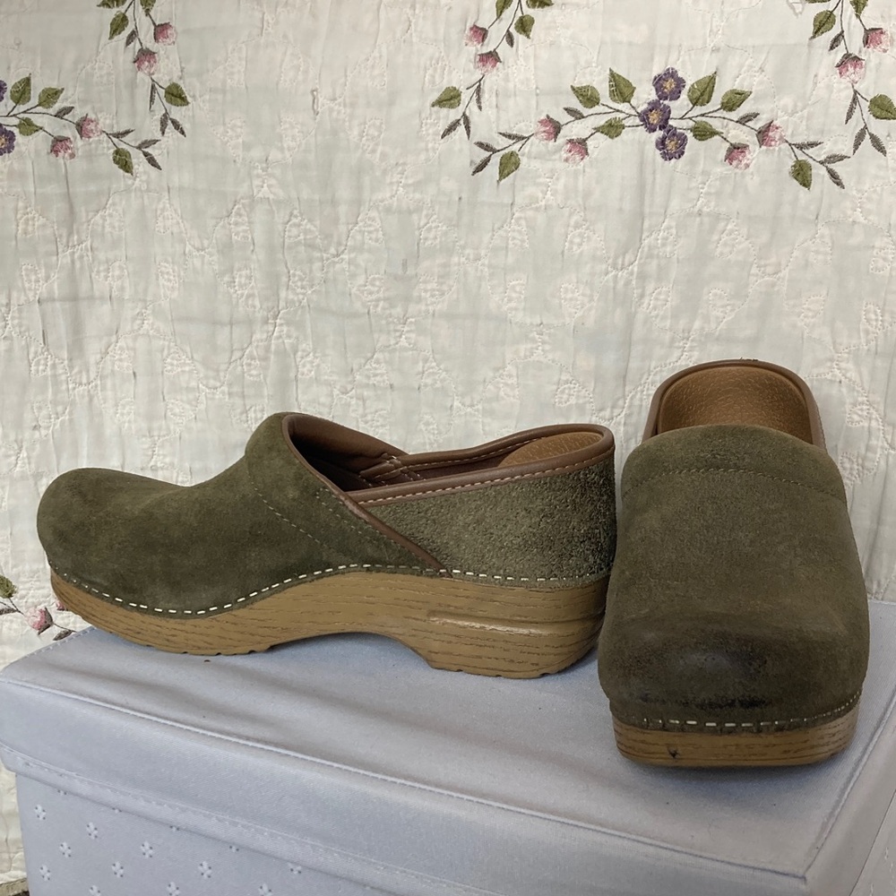 Dansko Olive Green Suede Clogs